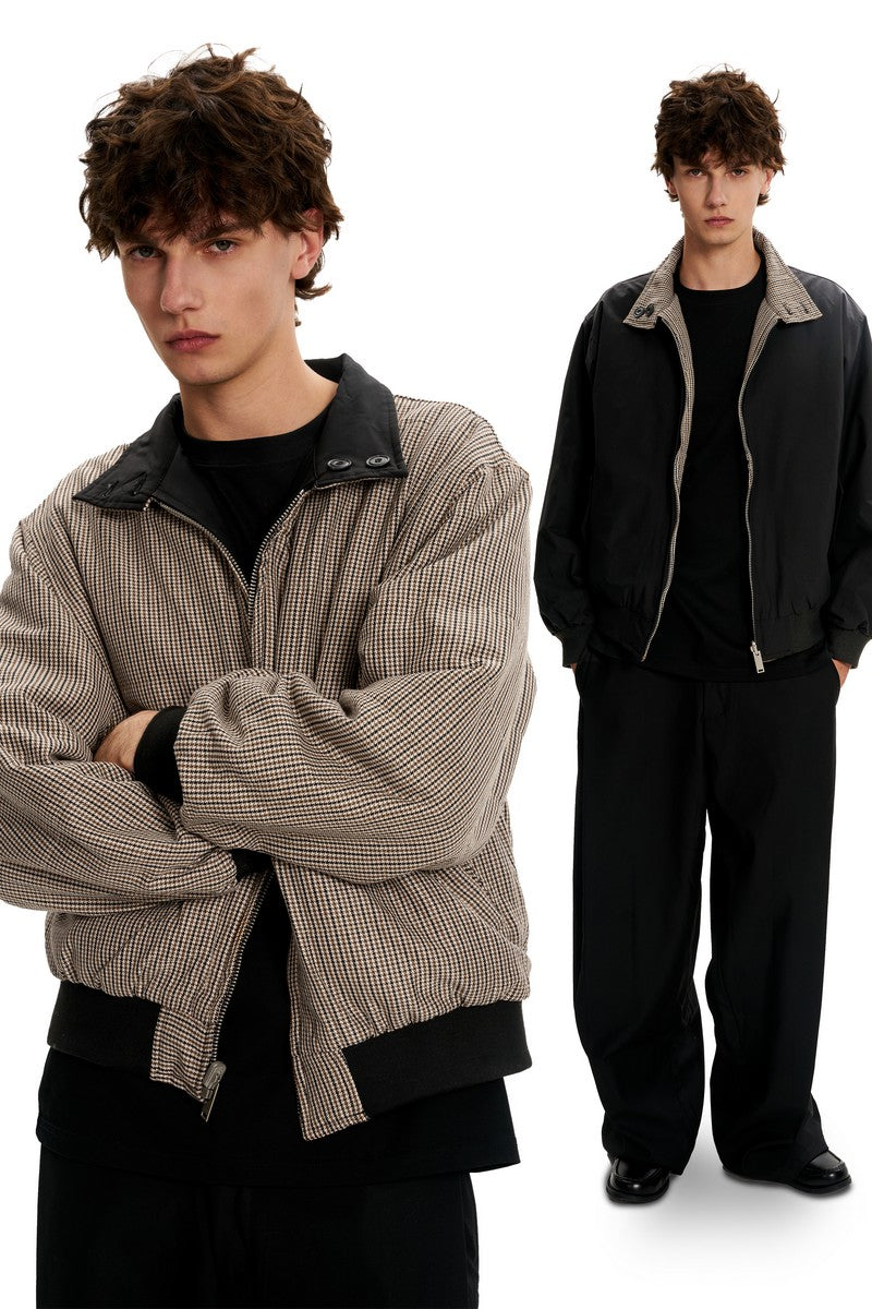 Reversible Houndstooth Collar Jacket