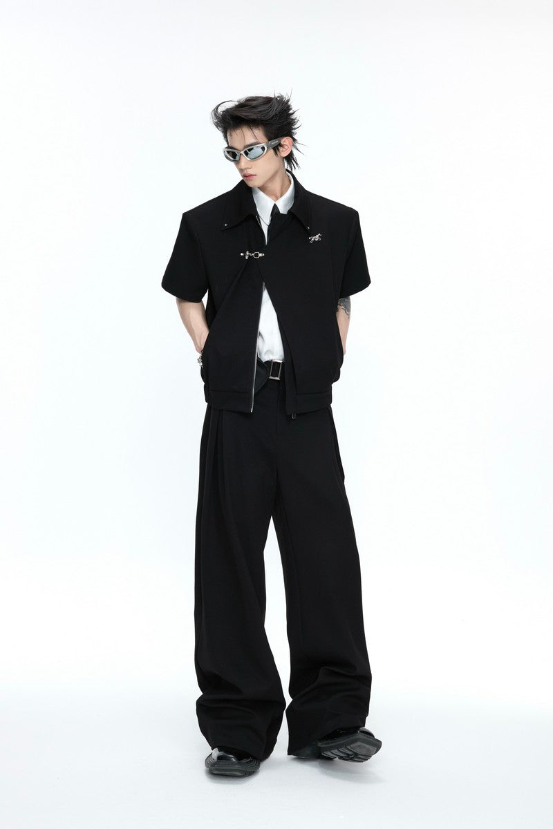 Asymmetric Cropped Short Sleeves Jacket