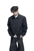 Layered Pleated Striped Jacket