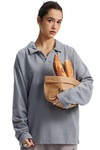 Distressed Washed Polo Sweater
