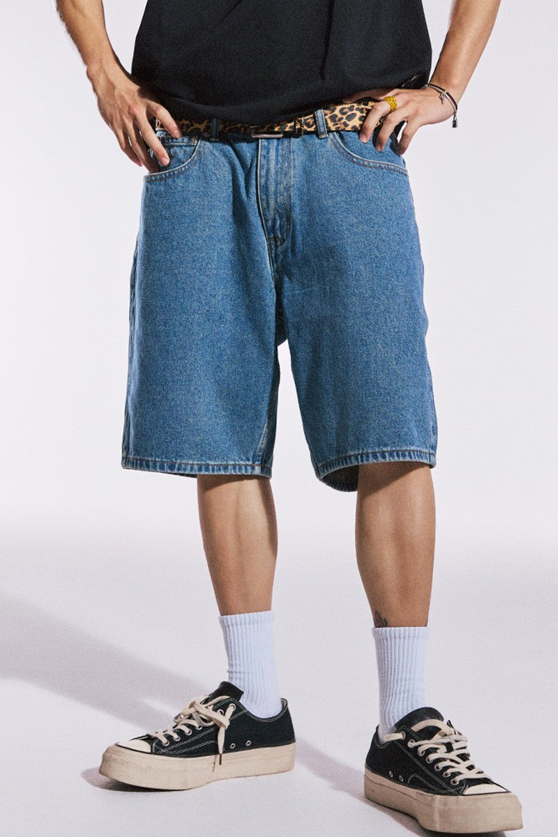 Washed Denim Shorts