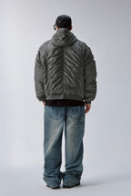 Wrinkled Bomber Puffer Jacket