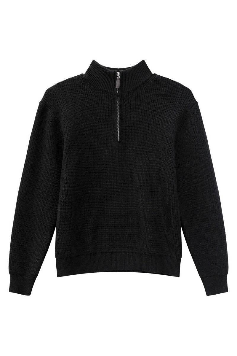 Heavyweight Half Zip Knit Sweater