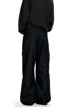 Raw Denim Black Wide Leg Jeans