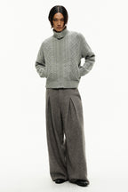 Pleated Wool Twill Trousers