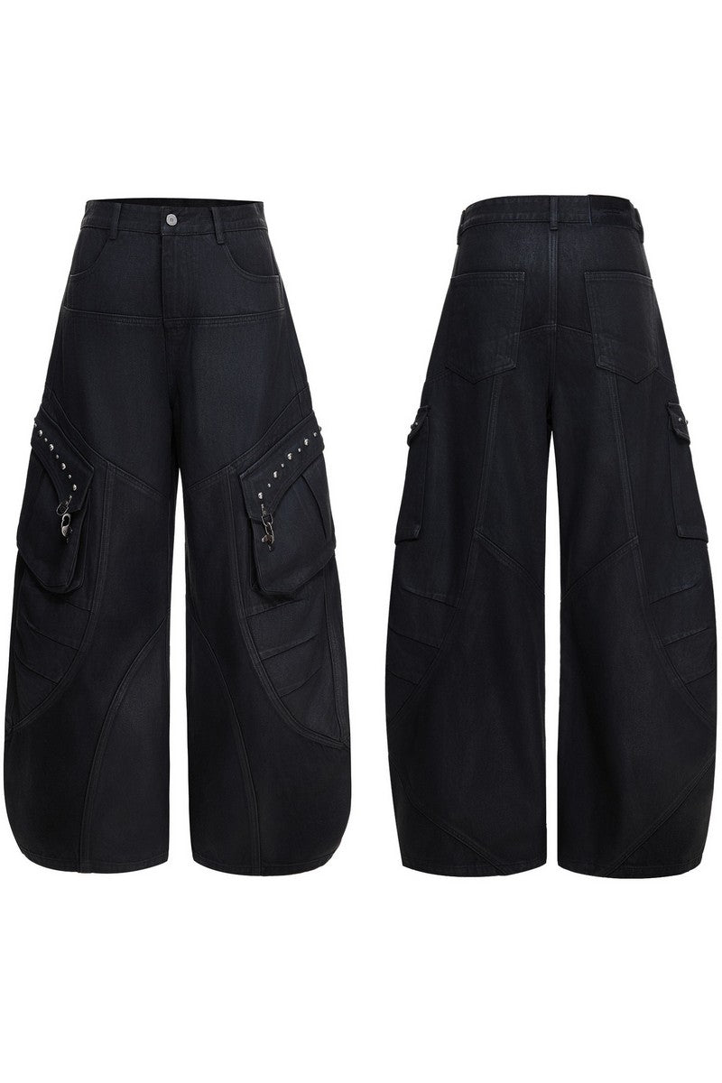 Waxed Multi Pocket Cargo Jeans