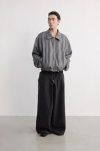 Double Waist Pleated Wool Pants