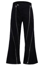 Deconstructed Zipper Flare Trousers
