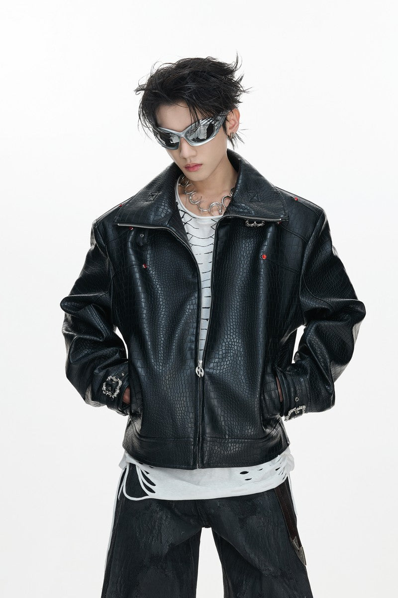 Croc Texture Bionic Leather Jacket
