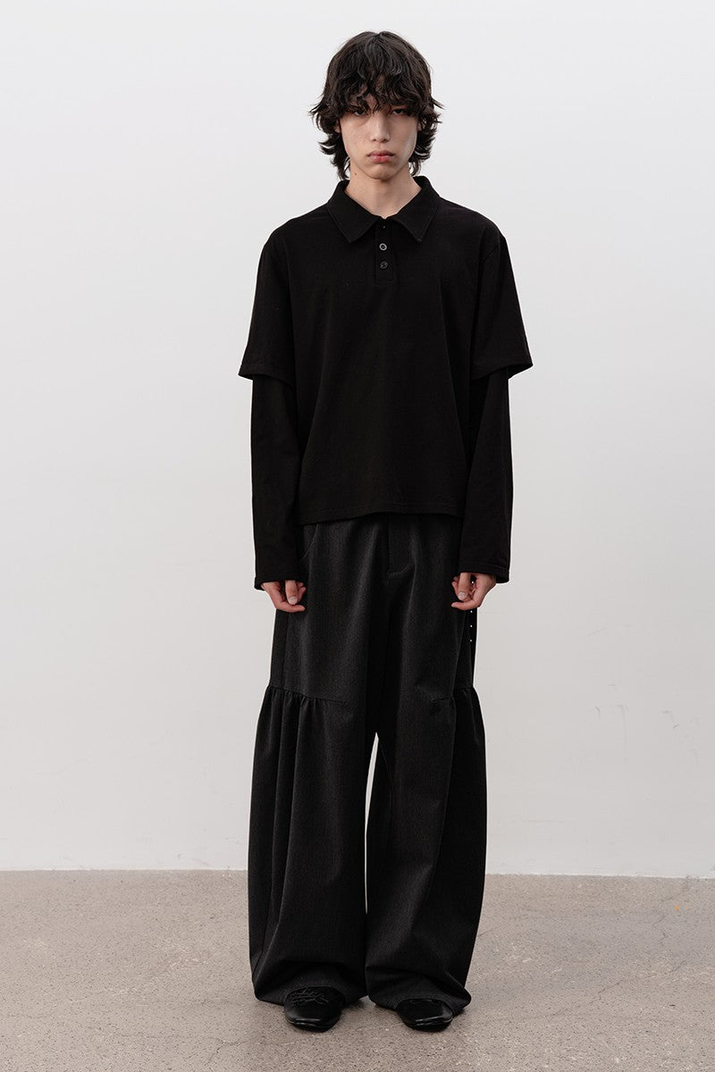 Black Layered Polo Shirt