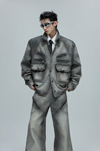 Vintage Cement Grey Denim Jacket