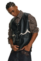 Studded PU Western Biker Vest