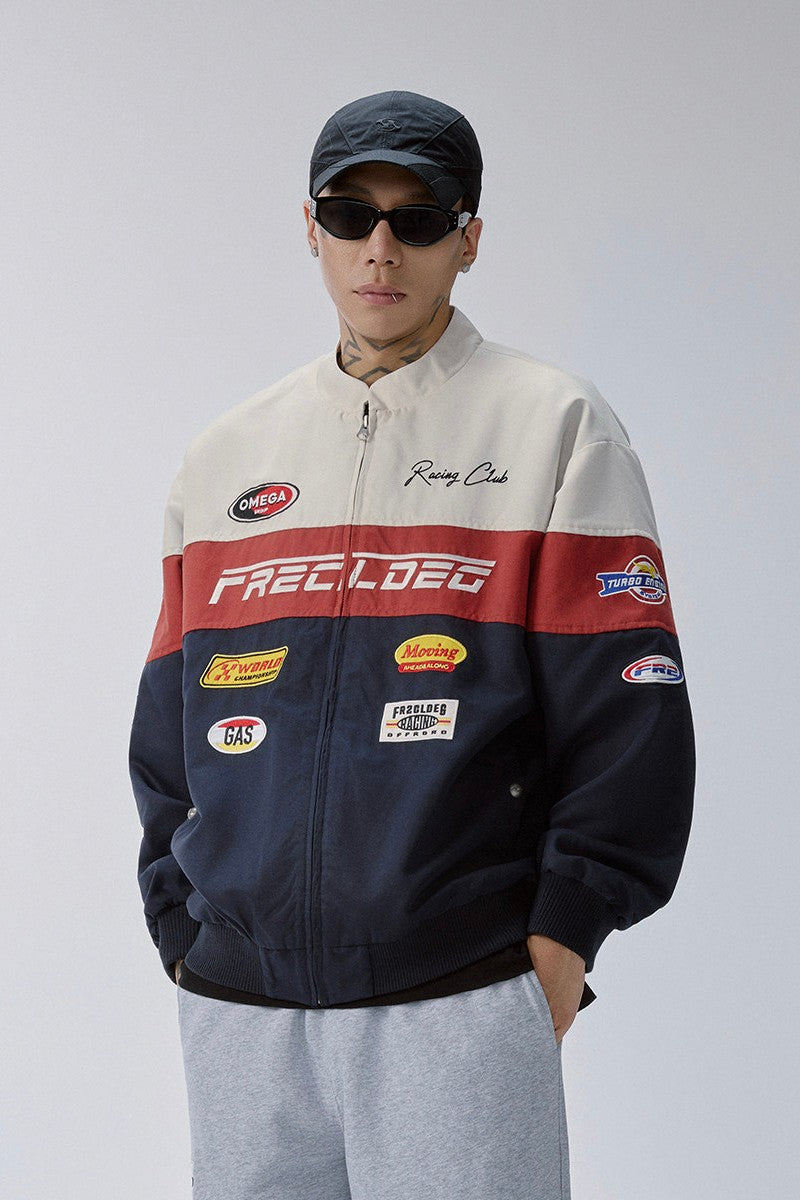 Embroidered Racing Varsity Jacket