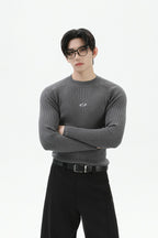 Slim Fit Ribbed Knit Sweater