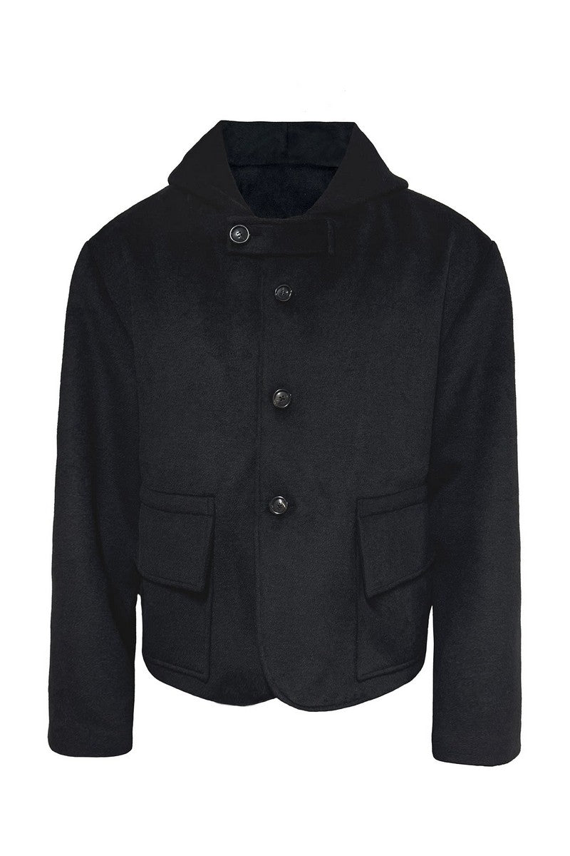 Relaxed Hooded Wool Jacket