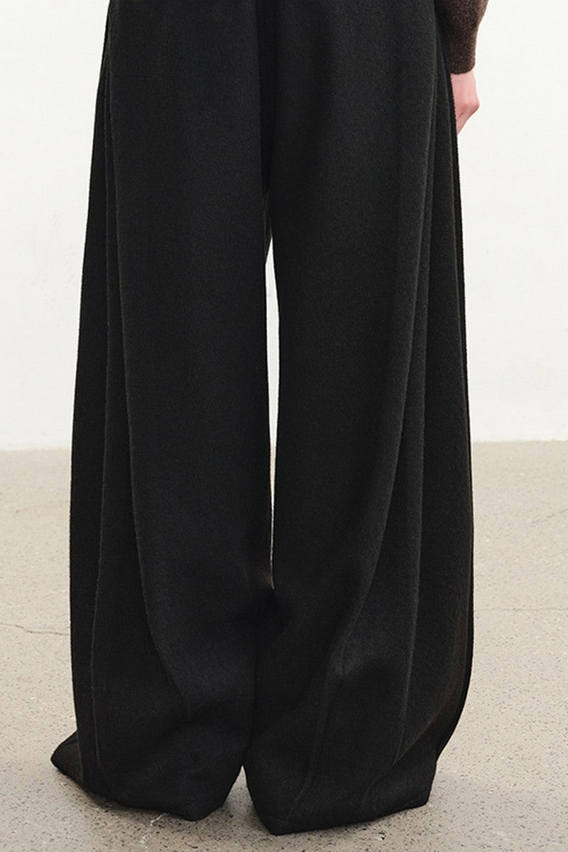 Wide Pleated Wool Trousers