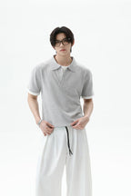 Layered Look Polo Knit Tee