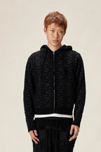 Allover Logo Knit Zip-Up