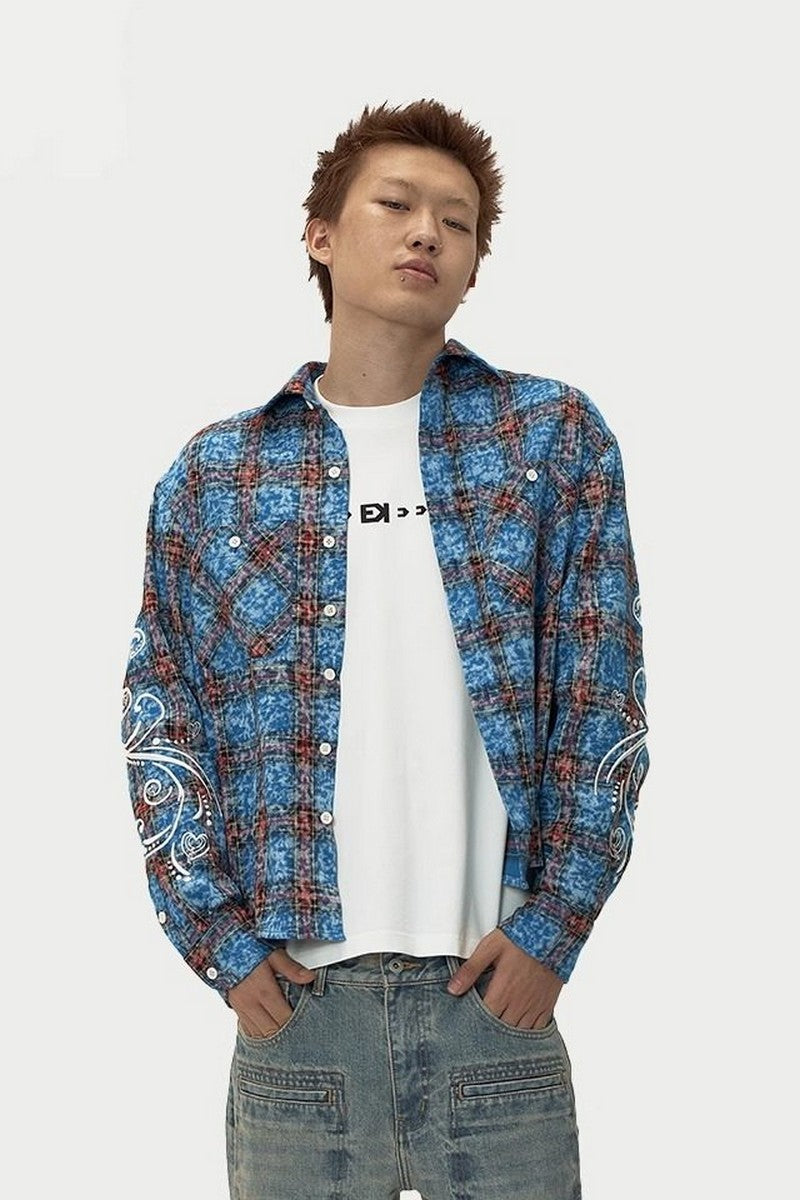 Embroidered Plaid Vintage Shirt