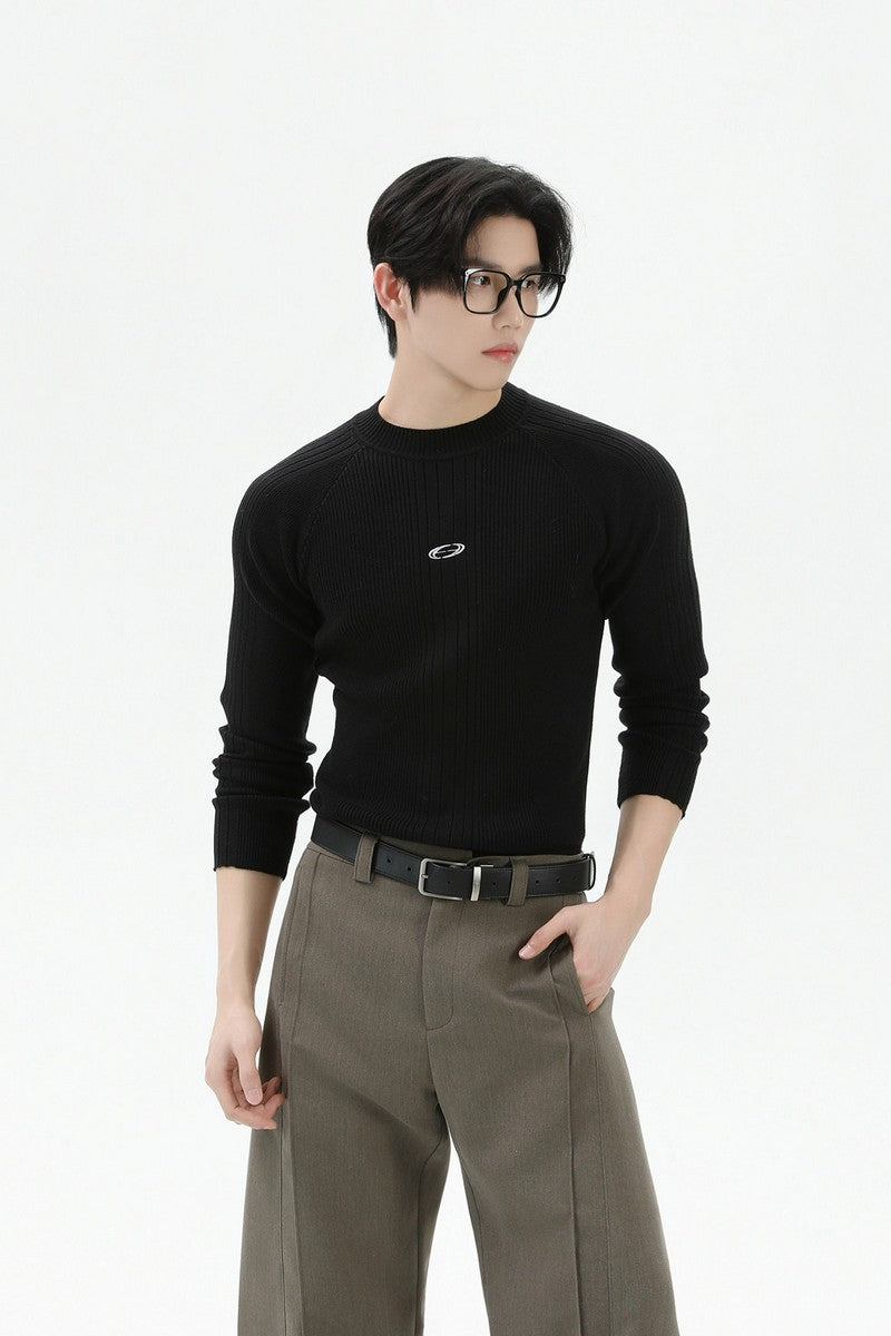 Slim Fit Ribbed Knit Sweater