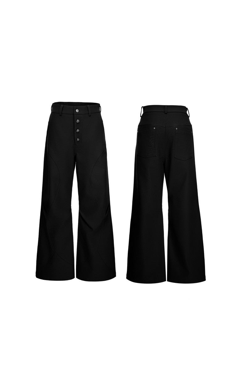 Pleated Flared Tailored Trousers