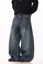 Deconstructed Curved Wide Jeans