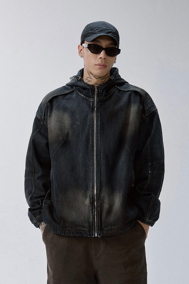 Distressed Patchwork Hooded Jacket