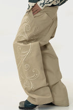 Heart Embroidery Wide Leg Pants