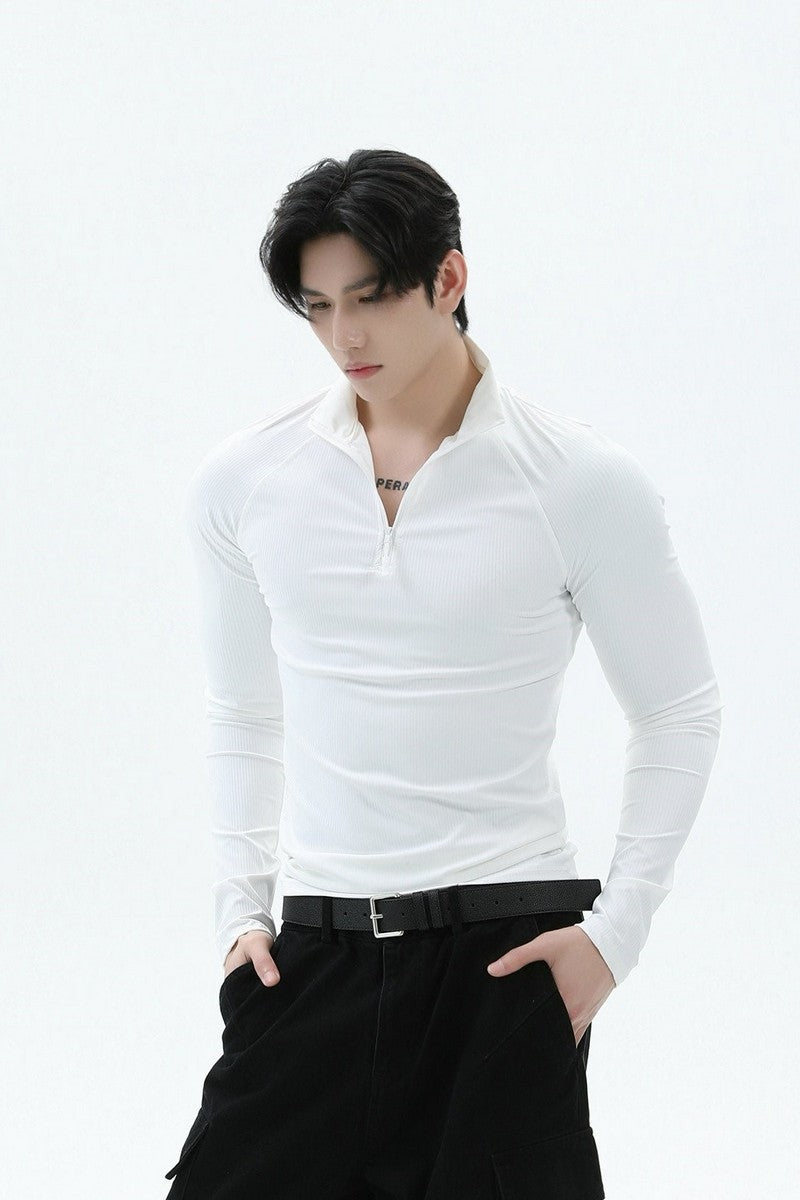 Stretch Dry-Fit Mock Neck Tee