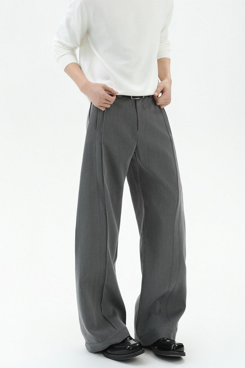Quilted Pleated Wide Leg Trousers