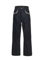 Embroidered Flared Raw Jeans
