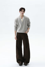 Layered Look Wool V Neck Sweater