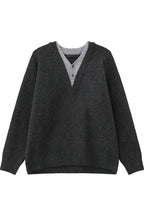 Layered Look Wool V Neck Sweater