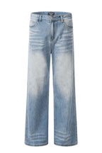 Washed Whisker Wide Jeans