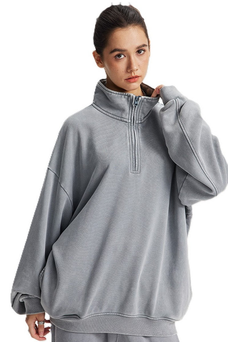 Washed Half Zip Sweater