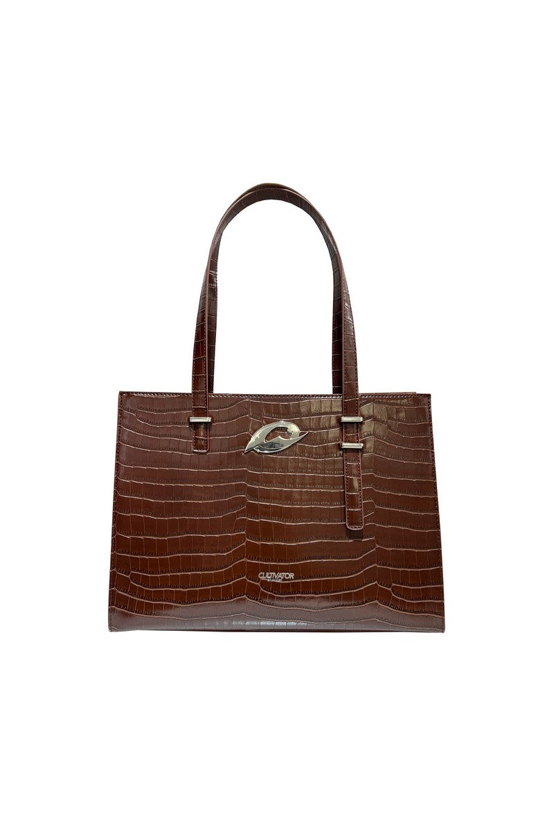 Crocodile Pattern Logo Tote Bag