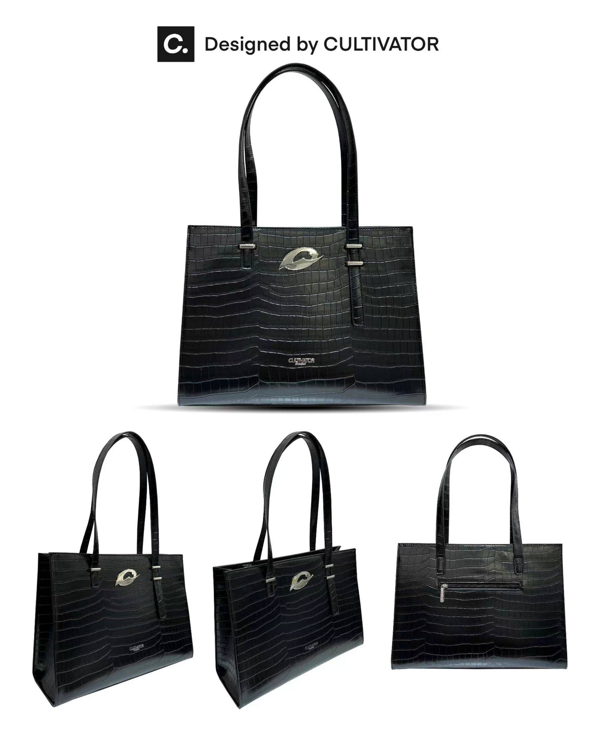 Crocodile Pattern Logo Tote Bag