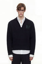 Layered Wool Knit Sweatshirt