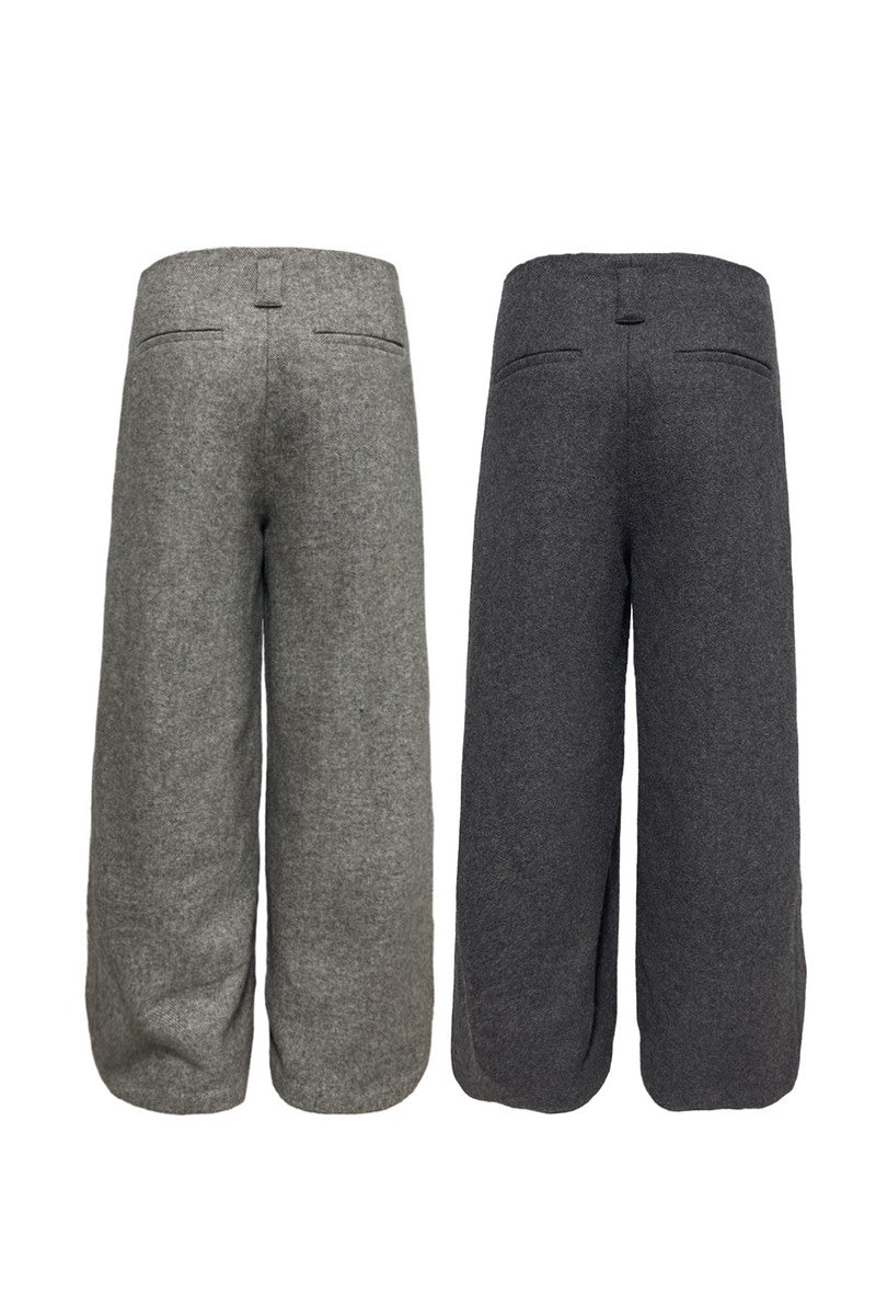 Pleated Wool Twill Trousers