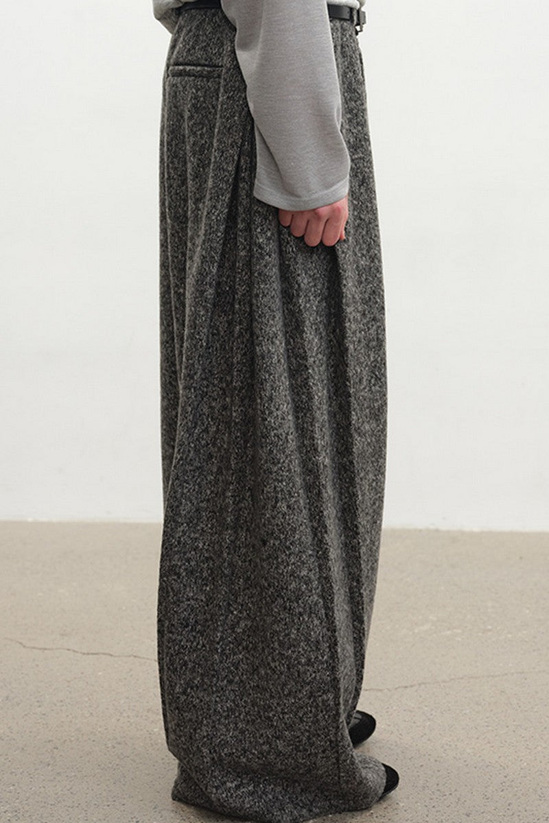 Wide Pleated Wool Trousers