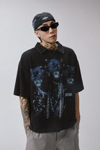 Distressed Printed Polo Shirt
