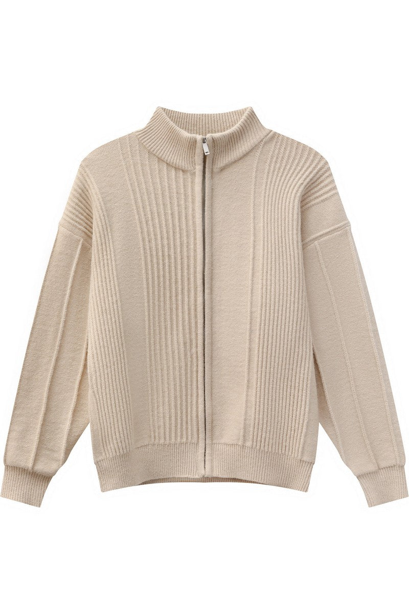 Heavyweight Ribbed Knit Cardigan