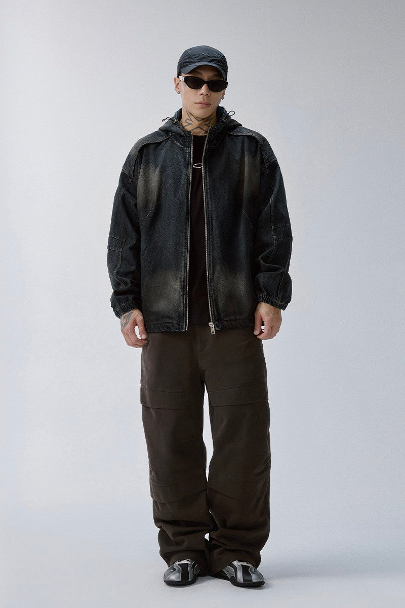 Distressed Patchwork Hooded Jacket