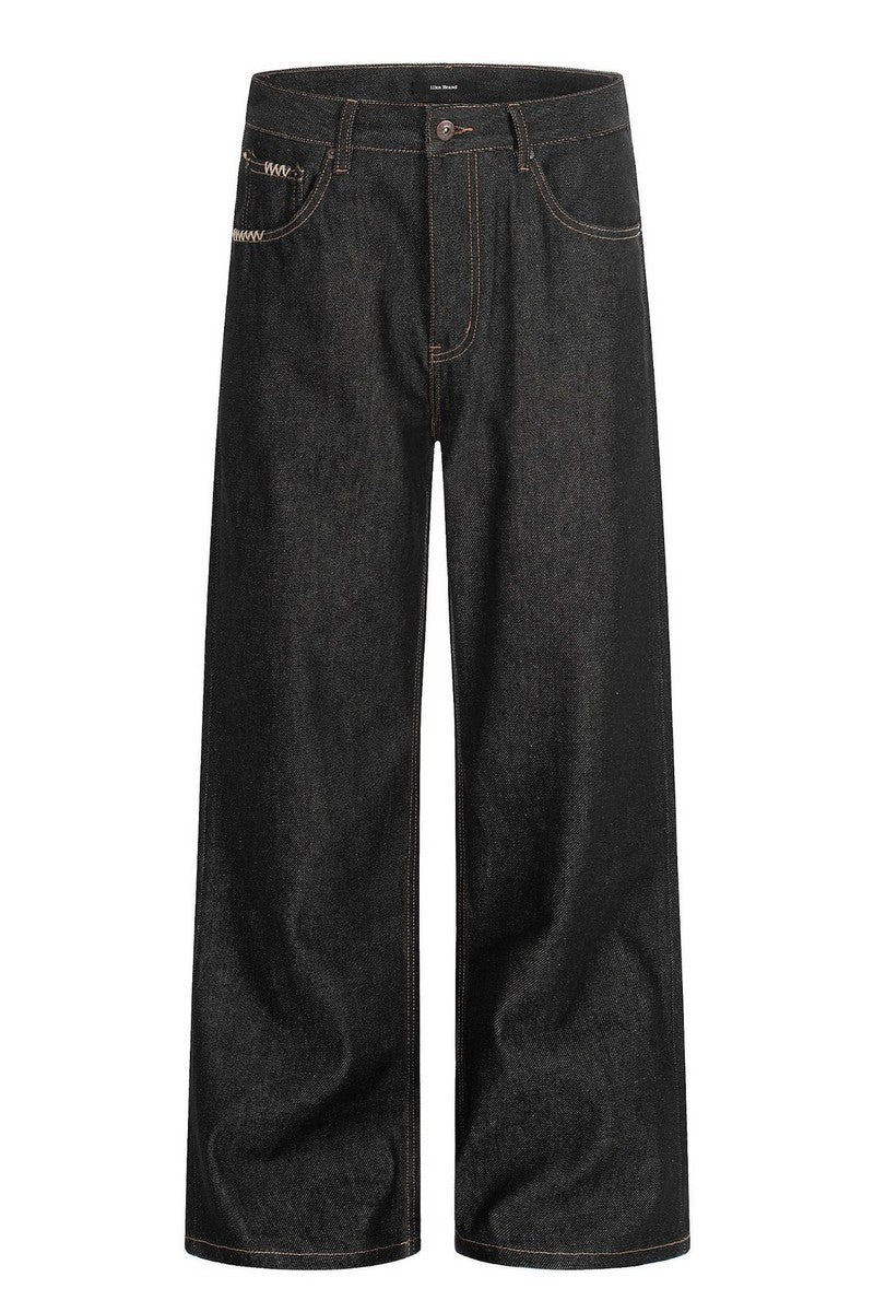 Raw Black Straight Jeans