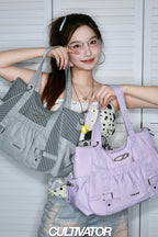 Ruched Nylon Tote Bag