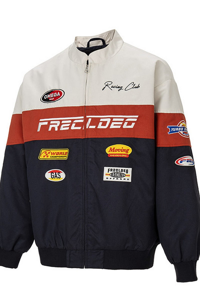 Embroidered Racing Varsity Jacket