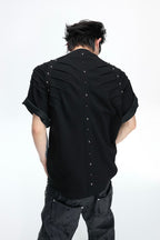 Spine Pleated Studded T-Shirt