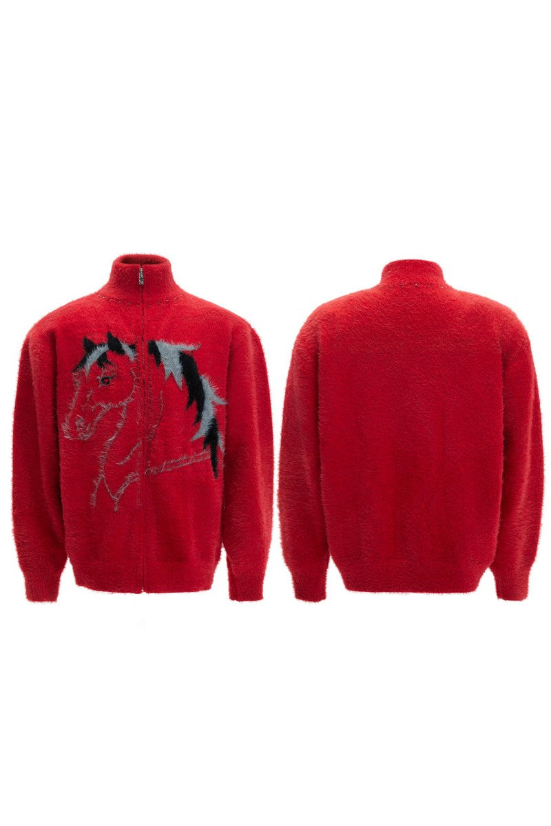 Jungle Knit High Neck Cardigan