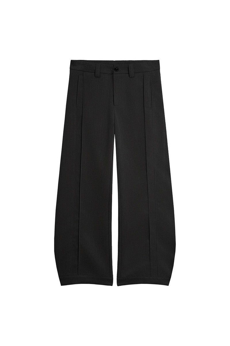 Quilted Pleated Wide Leg Trousers