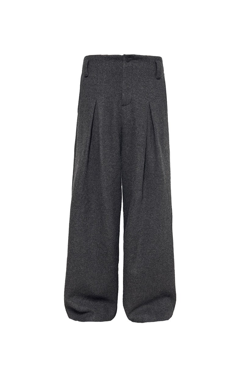 Pleated Wool Twill Trousers